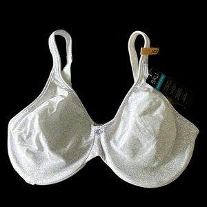 Bali smoothing underwired bra NWT white / lavender pattern  34E(DD)